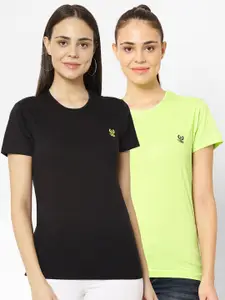 VIMAL JONNEY Women Pack Of 2 Black & Green T-shirt