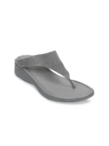 Monrow Women Grey Printed Comfort Sandals
