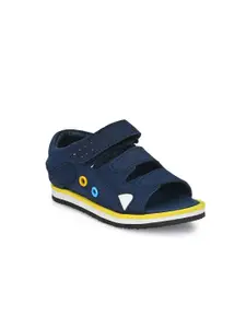 TUSKEY Boys Blue & Yellow Solid Leather Comfort Sandals