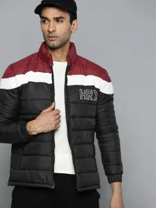 HRX by Hrithik Roshan HRX by Hrithik Roshan Men Black & Maroon Colourblocked Padded Jacket