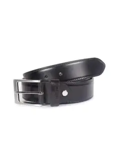 THE CLOWNFISH Men Black Leather Formal Belt