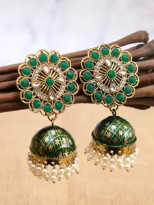 Crunchy Fashion Gold-Toned Dome Shaped Jhumkas Earrings