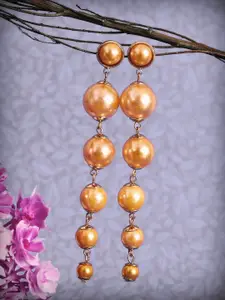 Crunchy Fashion Gold-Toned Contemporary Pearl Drop Earrings
