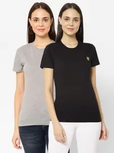 MACK JONNEY Women Pack Of 2 Round Neck T-Shirts