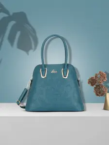 Lavie Ketaminepro Women Blue Textured Medium Satchel Handbag