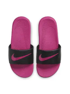 Nike Boys Black & Pink KAWA Printed Sliders