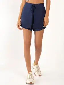 Zink London Women Blue High-Rise Regular Shorts