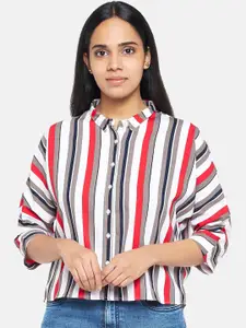 People Women Multicoloured Striped Casual Shirt