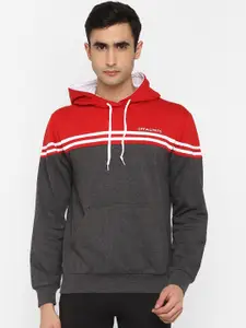 OFF LIMITS Men Charcoal Grey and Red Colourblocked Sweatshirt