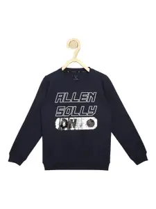 Allen Solly Junior Boys Navy Blue Printed Embellished Sweatshirt