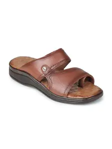 Liberty Men Tan & Camel Brown Textured Comfort Sandals