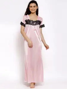 Fasense Woman Pink Maxi Nightdress