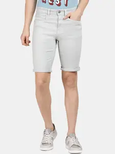 Llak Jeans Men Grey Slim Fit Mid-Rise Denim Shorts
