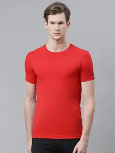 FUAARK Men Red Slim Fit Training Round Neck T-shirt