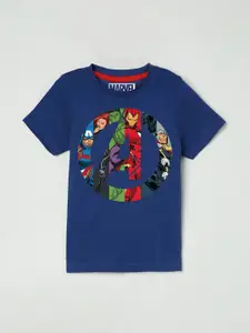 BonOrganik Boys Marvel Superhero Printed Blue T-shirt