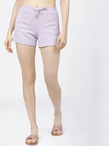 Tokyo Talkies Women Purple Solid Mid-Rise Regular Shorts