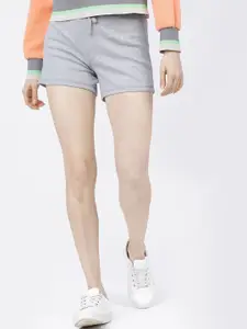 Tokyo Talkies Women Grey Mid-Rise Regular Shorts