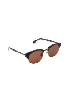 NUMI Men Brown & Black Half Rim Browline Sunglasses GROOVI