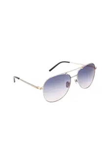 NUMI Men Blue Lens & Silver-Toned Aviator Sunglasses with UV Protected Lens - N18140SCL3