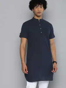 The Indian Garage Co Men Navy Blue Kurta