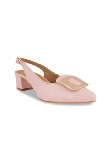 SCENTRA Women Nude-Coloured Block Pumps with Buckles