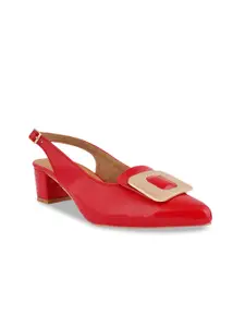 SCENTRA Women Red Block Pumps with Buckles