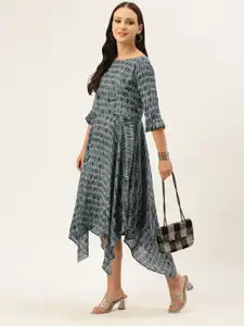 Ethnovog Grey A-Line Midi Dress