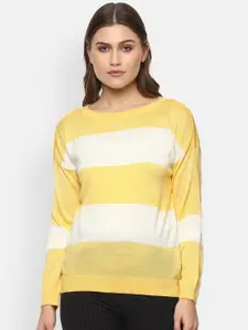 Van Heusen Woman Women Yellow & White Striped Pullover