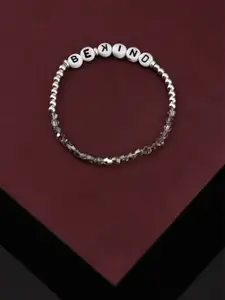 Accessorize Women Silver Typography Stretch Bracelet