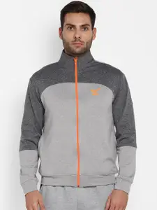 Yuuki Men Grey Melange Colourblocked Lightweight Sporty Jacket