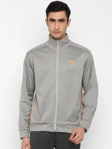 Yuuki Men Grey Melange silver chalice Lightweight Sporty Jacket with Embroidered
