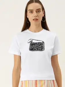 FOREVER 21 Women White Printed T-shirt