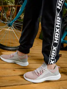 HRX by Hrithik Roshan U-17 Girls Dusty Pink & Grey Woven Design Running Shoes