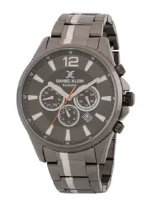 Daniel Klein Men Silver-Toned Printed Dial & Gunmetal Toned Analogue Watch - DK.1.12839-2