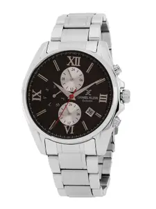 Daniel Klein Men Brown Dial & Silver Toned Straps Analogue Watch - DK.1.12808-2-Black