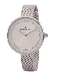 Daniel Klein Women Silver Embellished Dial & Silver Bracelet Style Straps Analogue Watch
