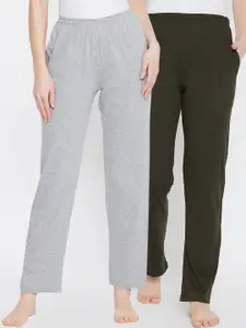 Clovia Women Pack Of 2 Solid Cotton Lounge Pants