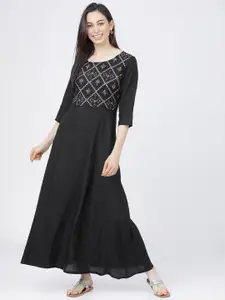 Vishudh Black Ethnic Maxi Dress