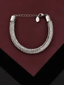 Accessorize London Women White Crystals Silver-Plated Skinny Diamante Wraparound Bracelet