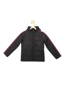 Allen Solly Junior Boys Black Solid Hooded Padded Jacket
