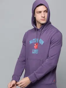 Levis Men Purple Printed Hooded Sweatshirt