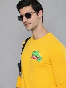 Levis Men Yellow Brand Logo Printed Round Neck Sweatshirt