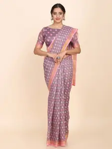 Shaily Grey & Pink Zari Art Silk Saree