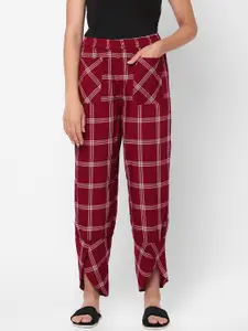 Mystere Paris Women Red Checked Lounge Pants