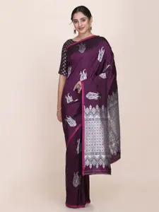 Shaily Women Purple Woven Designed Saree