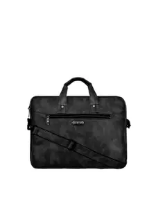 LOREM Unisex Black Textured Laptop Bag