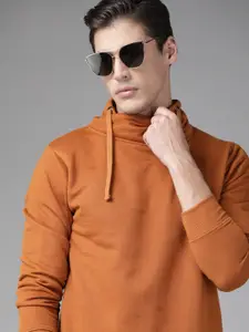 Roadster Men Rust Orange Solid Sweatshirt