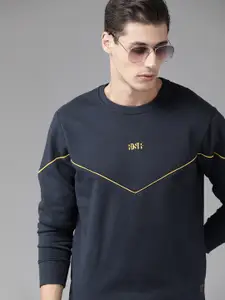Roadster Men Navy Blue Solid Sweatshirt