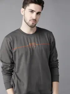 Roadster Men Charcoal Grey Printed Detail Sweatshirt