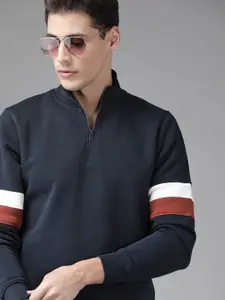 Roadster Men Navy Blue Solid Sweatshirt